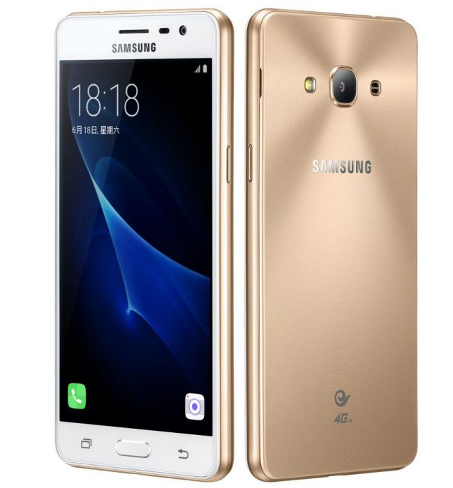 Samsung Galaxy J3 Pro kultaisena.
