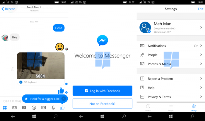 facebook messenger windows 10 mobile
