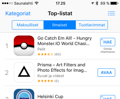 Pokémon GO ei ole vielä saatavilla muun muassa Suomessa ja yli 150 muussa App Store -maassa. Puute aiheuttaa tämänkaltaisia lieveilmiöitä.