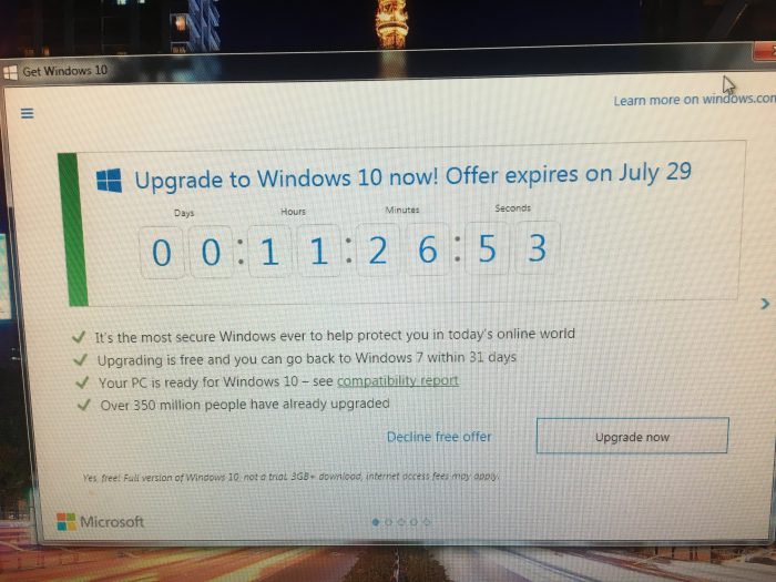 Windows 10 -päivitystarjouksessa on käsillä viime hetket.