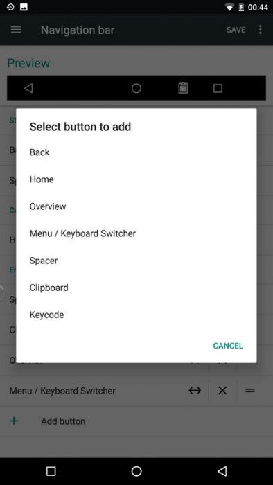 Android Nougat muokattavat navigointipainikkeet