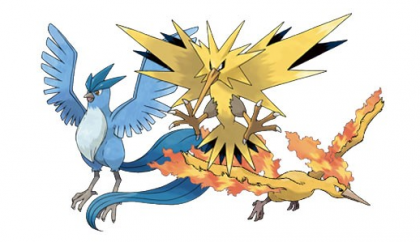 Articuno, Zapdos ja Moltres ovat lentäviä legendaarisia Pokémoneja, joita odotetaan kovasti mukaan peliin.