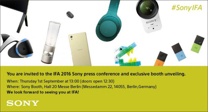 Sonyn kutsu sen IFA 2016 -tilaisuuteen.