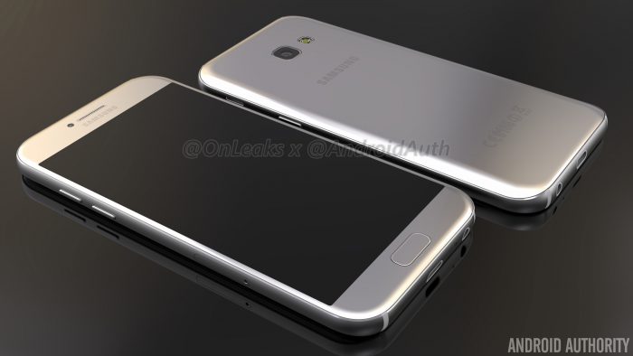 Samsung Galaxy A5 (2017) aiemmassa OnLeaksin ja Android Authorityn vuotokuvassa.