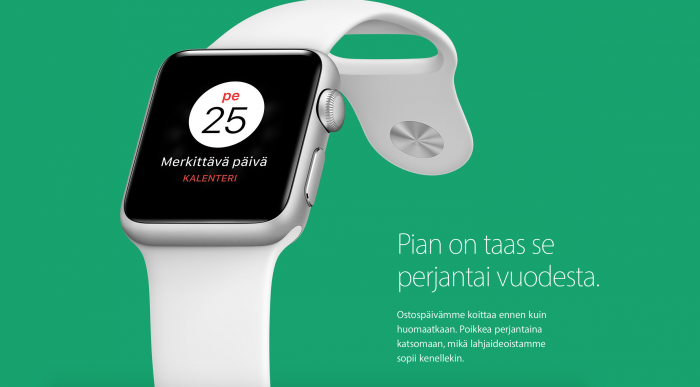 Myös Applen Suomen verkkokaupassa vietetään jälleen black fridaytä.