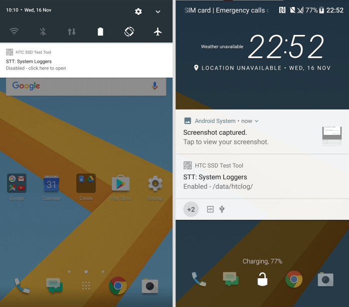 Twitter-käyttäjä LlabTooFeRin julkaisemia kuvia HTC 10:n Android 7.0 Nougat -ohjelmistosta.