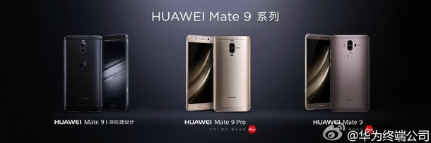 Huawein kolme eri Mate 9 -mallia.