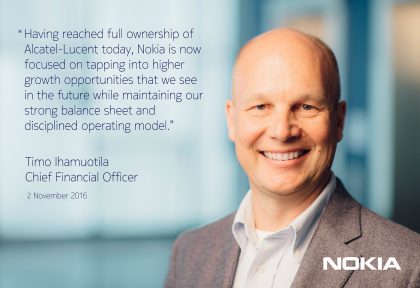 Nokia kertoi Alcatel-Lucentin täydestä omistuksesta.