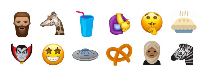 Unicode 10:n emoji-lisäyksiä.