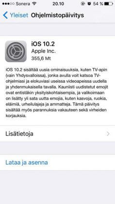 iOS 10.2 on nyt julkaistu.