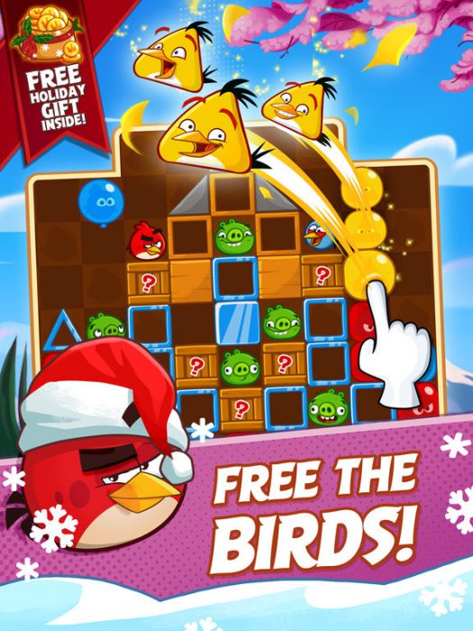 Angry Birds Plastissa on tarkoitus strategisesti napautella pallojen ryhmittymiä ja näin vapauttaa vihaiset linnut niiden sisältä.
