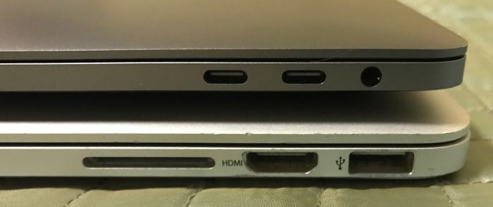 Muistikorttipaikka ja HDMI ovat kipeimmät menetykset MacBook Pron liitännöissä, sillä muuten useimmille riittää vain yksi USB-A/C-adapteri.
