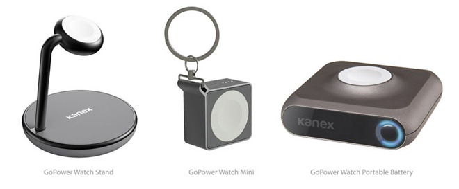 Kanexin Apple Watch -laturi monessa eri muodossa.