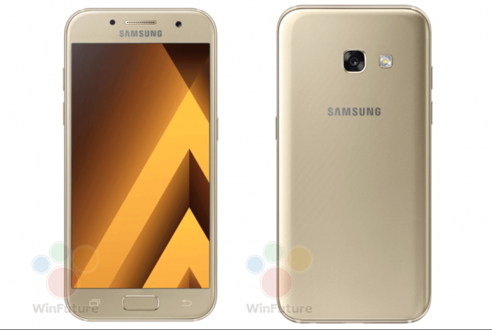 Samsung Galaxy A3 (2017) kultaisena värinä.