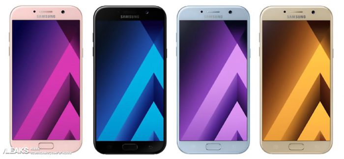 Samsung Galaxy A5 (2017) eri väreissä /Leaksin vuotokuvassa.