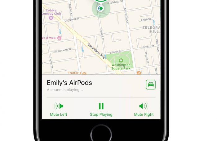 iOS 10.3 tuo toiminnon kadonneiden AirPods-kuulokkeiden etsimiseen osaksi Etsi iPhone -sovellusta.