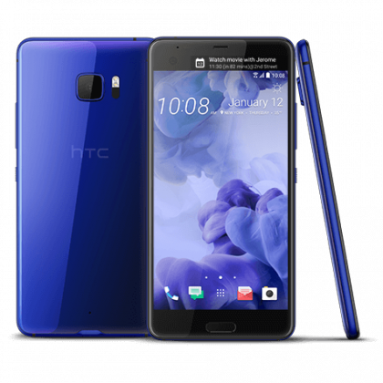 HTC U Ultra sinisenä. Huomionarvoista lisänäyttö.