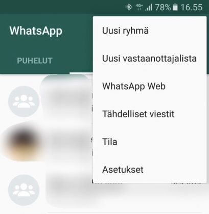 WhatsApp varmuuskopiointi