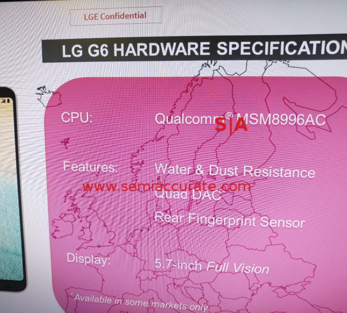 SemiAccuraten kuva LG G6:n tekniikasta.