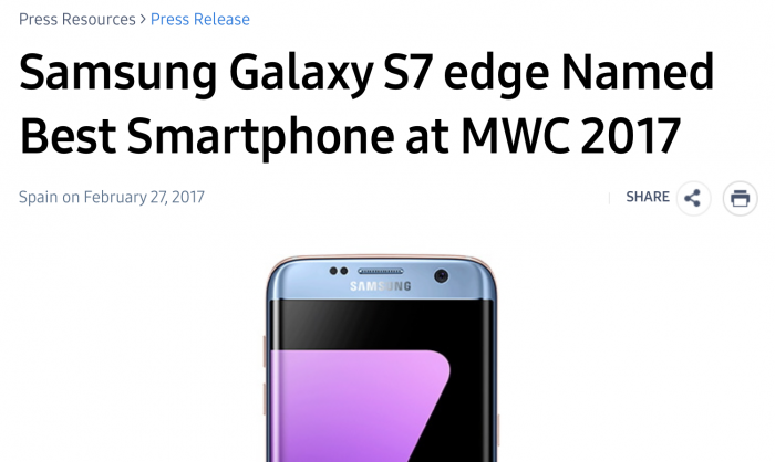 Samsung Galaxy S7 Global Mobile Awards