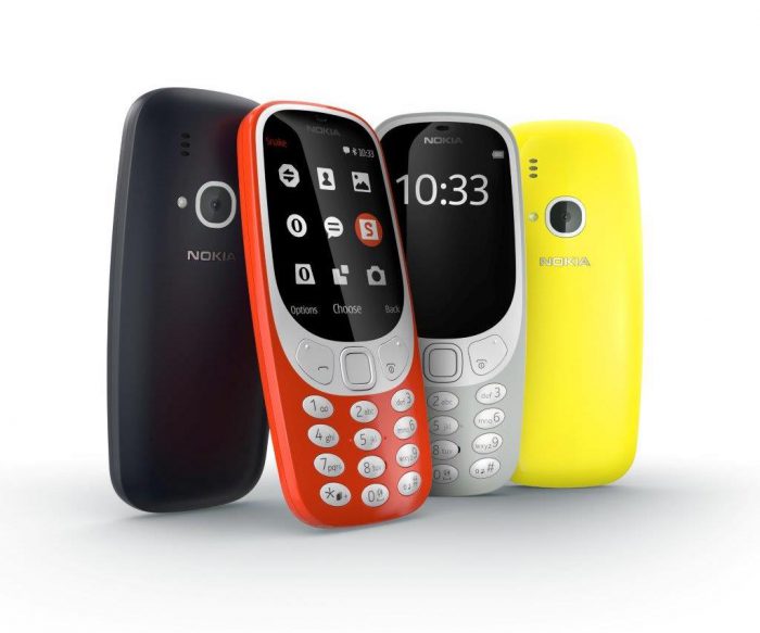 Uuden Nokia 3310:n neljä eri värivaihtoehtoa.
