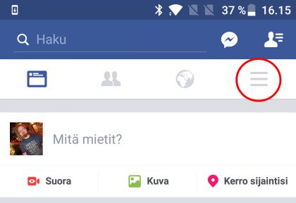 Facebook asetukset Android