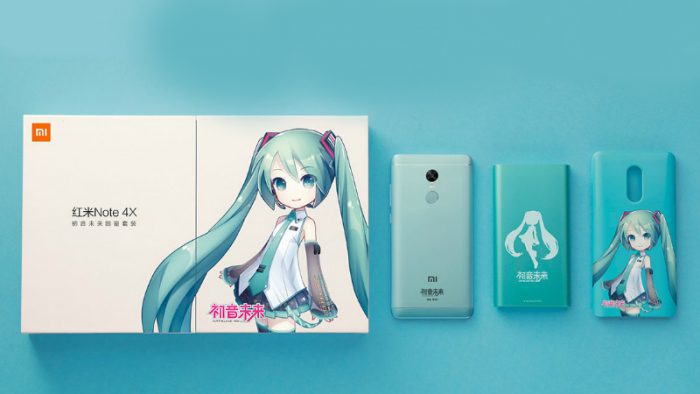 Hatsune Green -erikoisversio Xiaomi Redmi Note 4X:stä.