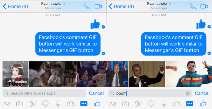 Facebook-kommenttien GIF-kuvien lisäys tulee toimimaan Messengerin tavoin.