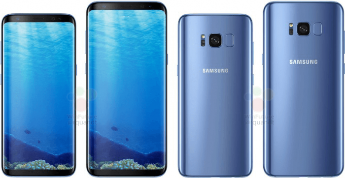 Galaxy S8 ja Galaxy S8+ sinisenä WinFuture.den uudessa kuvassa.