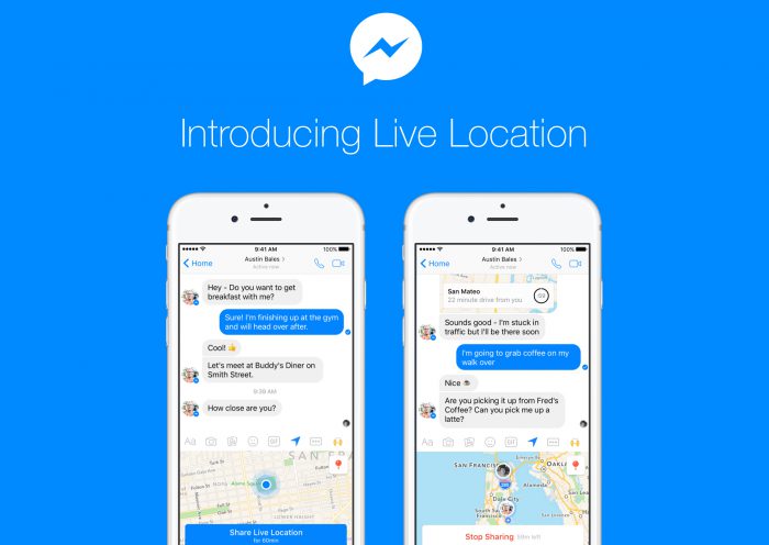 Facebook Messenger sijainti live location