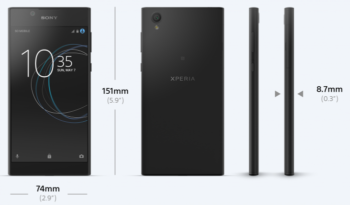 Xperia L1 on 8,7 millimetriä paksu.