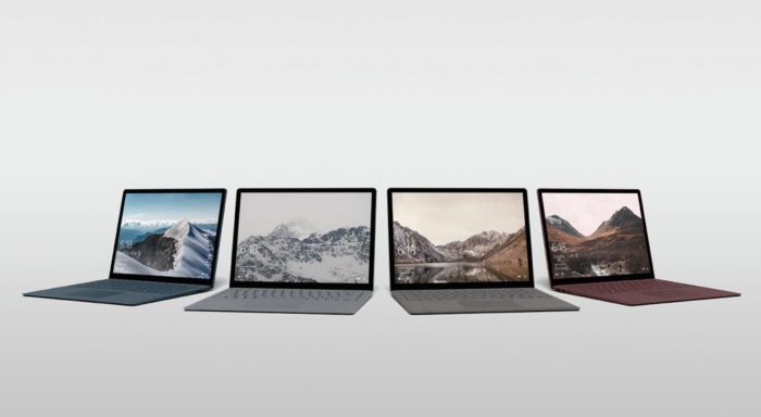 Surface Laptop eri väreissä.
