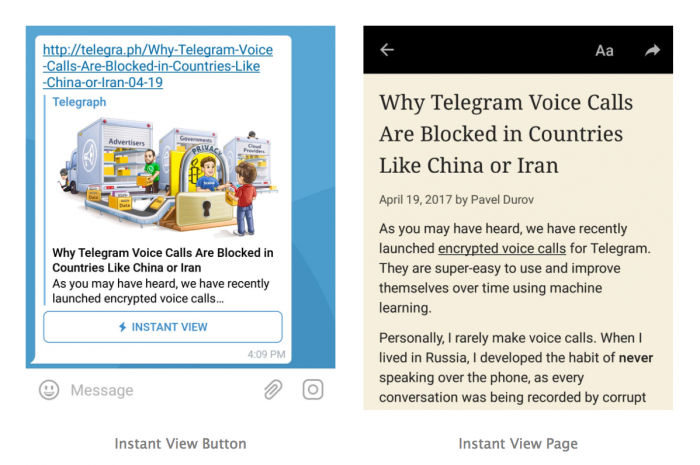 Telegram Instant Views.