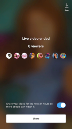 Instagram-live-lähetyksen voi nyt tallentaa katseltavaksi 24 tunnin ajaksi.