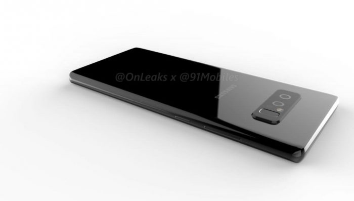 Samsung Galaxy Note8 aiemmin vuotaneessa OnLeaksin kuvassa yhteistyössä 91mobilesin kanssa.