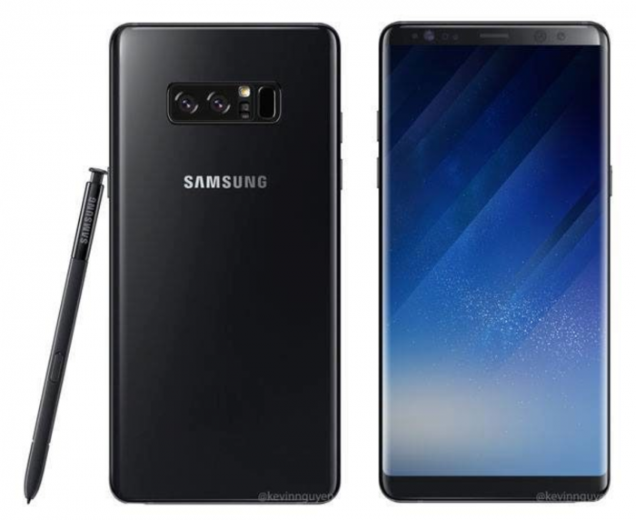 Tältä Samsung Galaxy Note8:n pitäisi näyttää. Muokattu mallikuva.