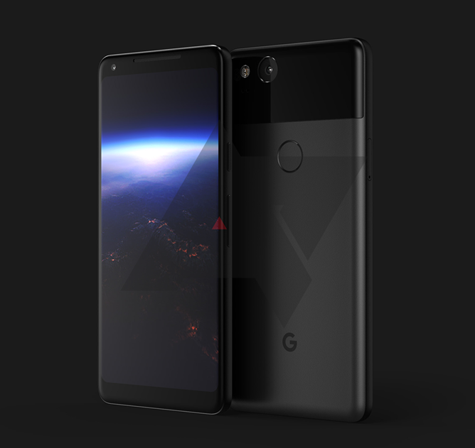 Googlen uusi suurempi Pixel XL 2. Android Policen aiemmin julkaisema kuva.