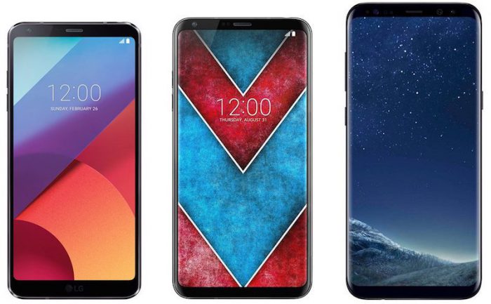 LG G6 vs. LG V30 vs. Samsung Galaxy S8+.