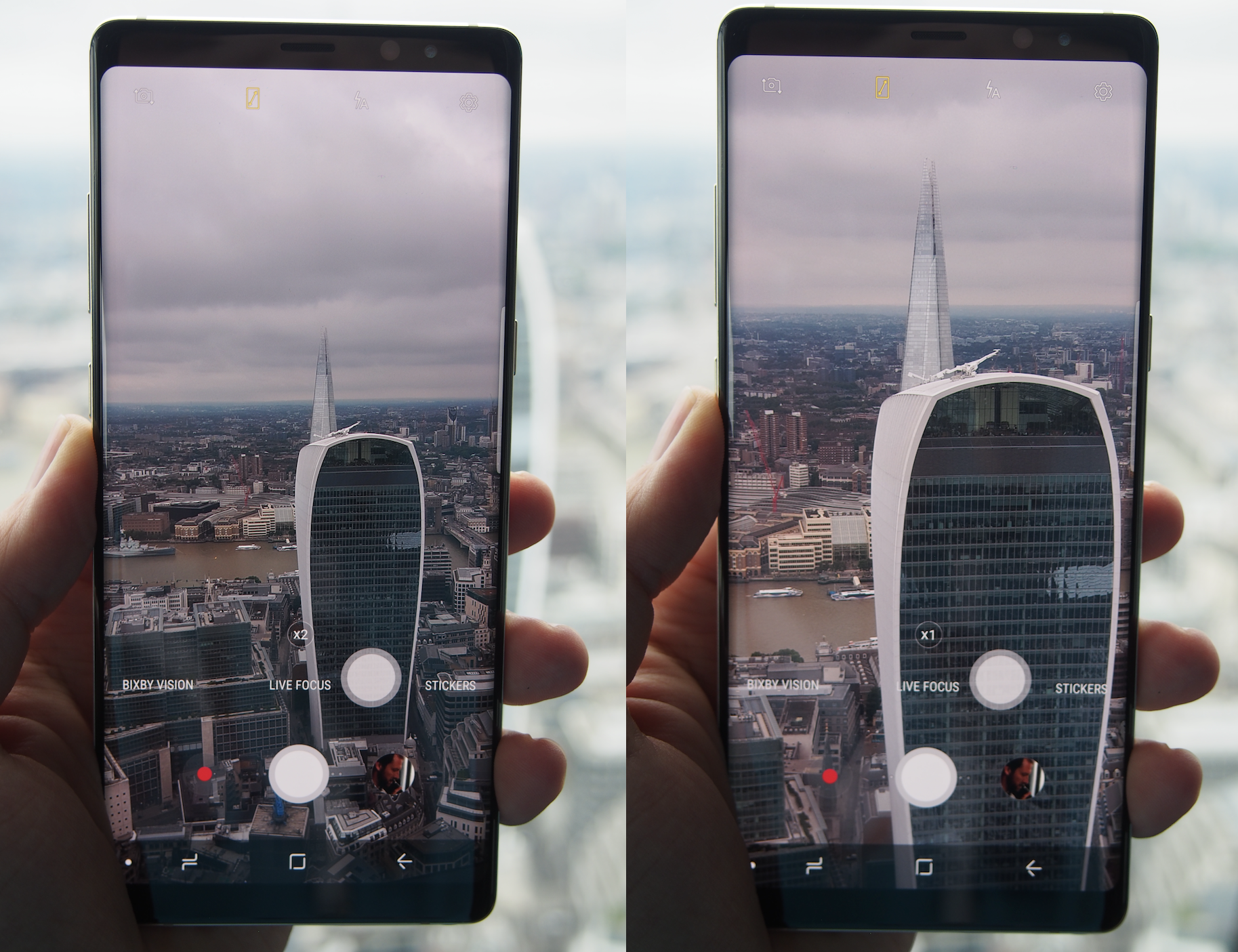 Galaxy Note8:ssa on 2x optinen zoom.