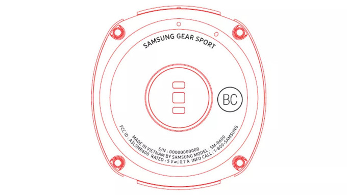 Samsungin Gear Sportista on nähty toistaiseksi tämän verran. Kuva FCC:n tietokannasta.