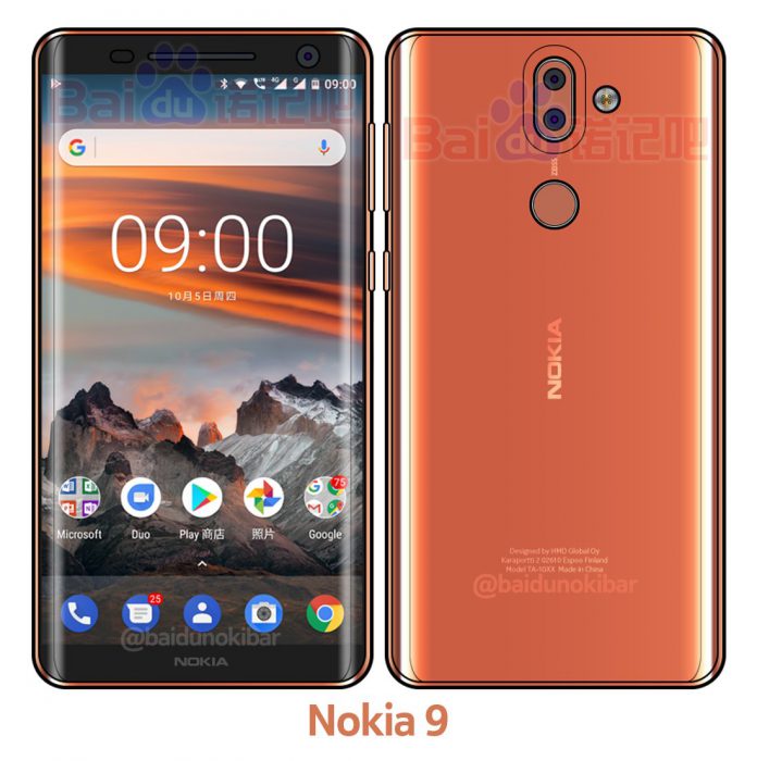 Nokibarin näkemys tulossa olevasta Nokia 9:stä.
