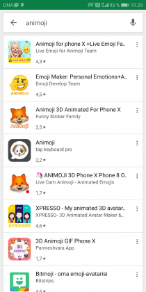 Animoji-termillä ratsastavia sovelluksia on lukuisia Google Playssa.