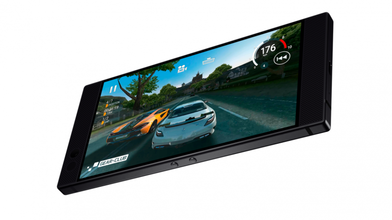 Razer Phonessa on eteenpäin suunnatut stereokaiuttimet ja 5,72 tuuman IGZO LCD -näyttö.