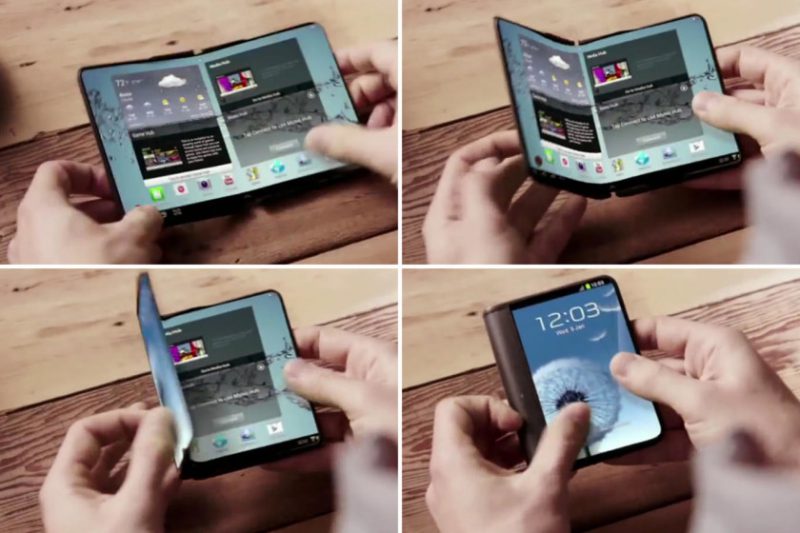 Ideoita taittuvasta älypuhelimesta taipuvalla näytöllä on nähty jo muun muassa Samsungin konseptivideolla.