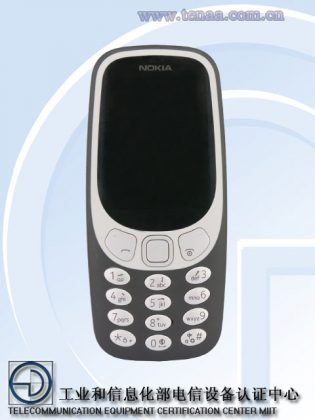 Nokia 3310:n 4G-versioi aiemmin kiinalaisviranomaisen kuvassa.