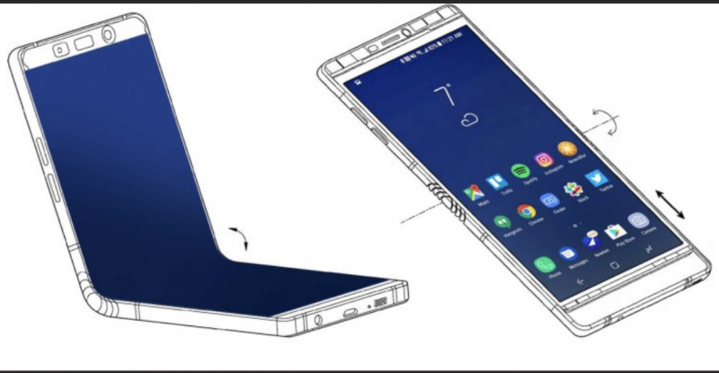 Samsungin toisen taittuvanäyttöisen älypuhelimen odotetaan taittuvan tällä tavoin.