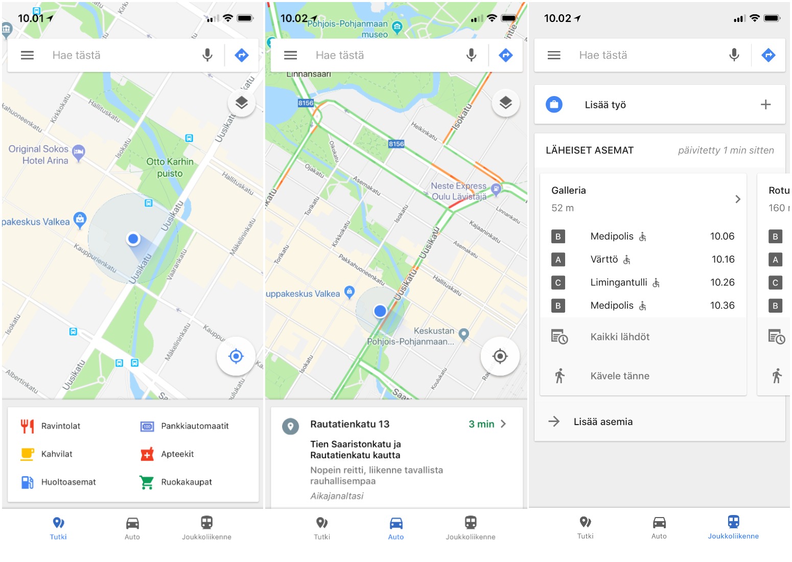 Google Mapsin iPhone-sovellus sai uuden alapalkin.