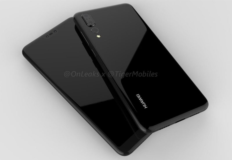 Huawei P20 Plus / P20 Pro -design OnLeaksin julkaisemassa kuvassa.