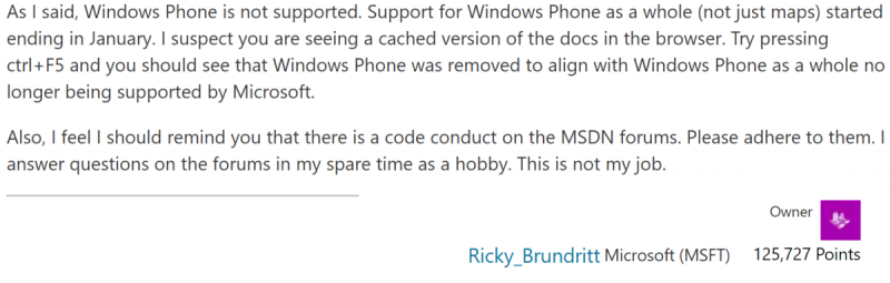 Microsoftin työntekijän viesti.