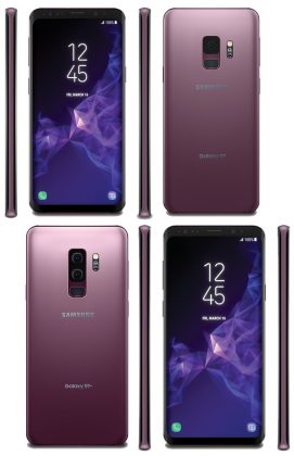 Samsung Galaxy S9 ja Galaxy S9+ uudessa Lilac Purple -värissä Evan Blassin aiemmin vuotamassa kuvassa.